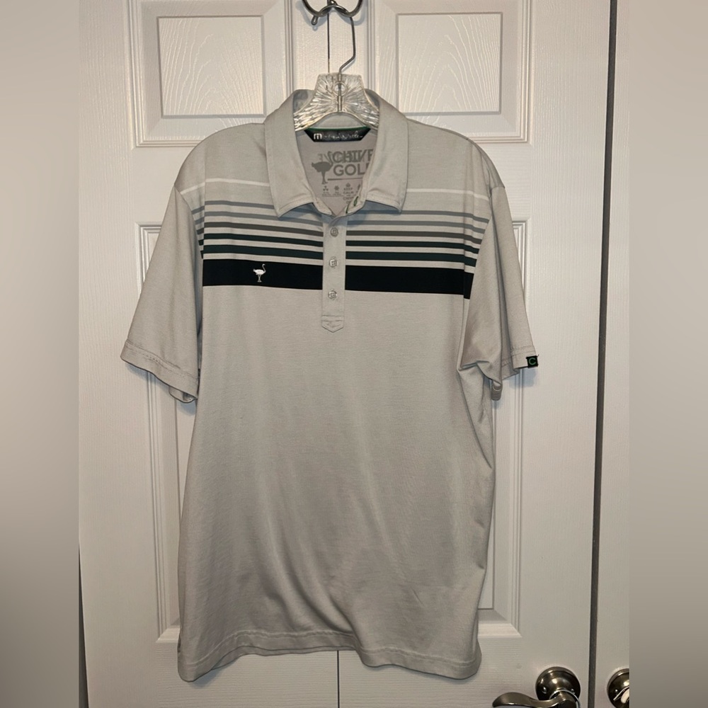 Travis Mathew Chive Golf Polo Shirt Men's Large‎ Black/Gray